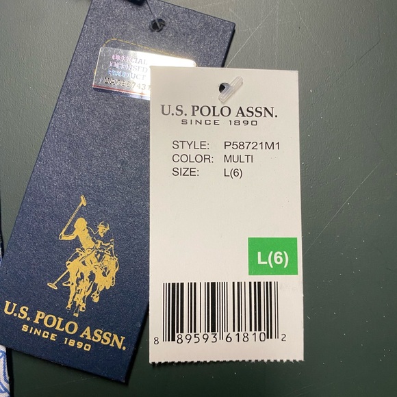 NWT US Polo Assn Blue & White short sleeve button down (little boys) - Picture 2 of 5